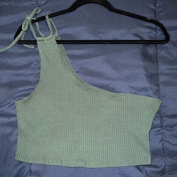 Aerie Rebel Tie Cropped Tank Top in sage green size L - Picture 3 of 5
